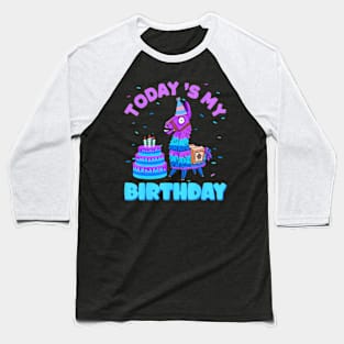 Todays My Birthday Llama Boy Family Party Decorations Baseball T-Shirt